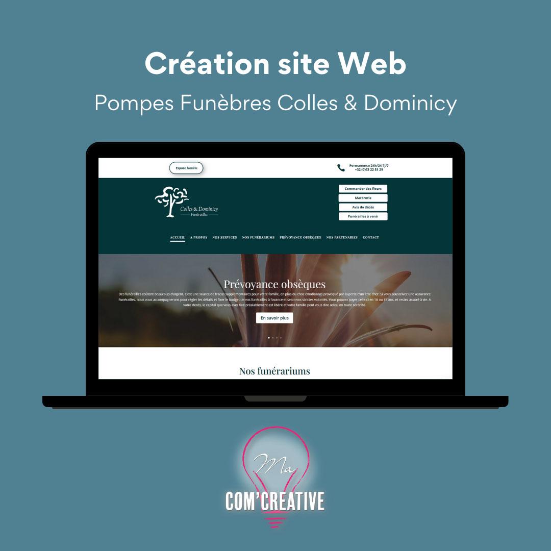 Création Site Web - Pompes Funèbres Colles & Dominicy - Ma Com'Creative